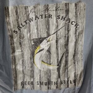 Joe Marlin's ,SaltyWater Shack , Marlin's Logo,‎ Blue Tee Shirt Men's Size XXL